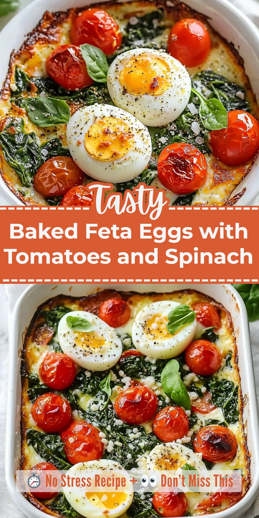 Baked Feta Eggs with Tomatoes and Spinach