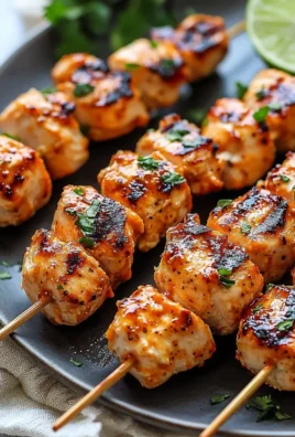 Delicious Bang Bang Chicken Skewers served on a platter