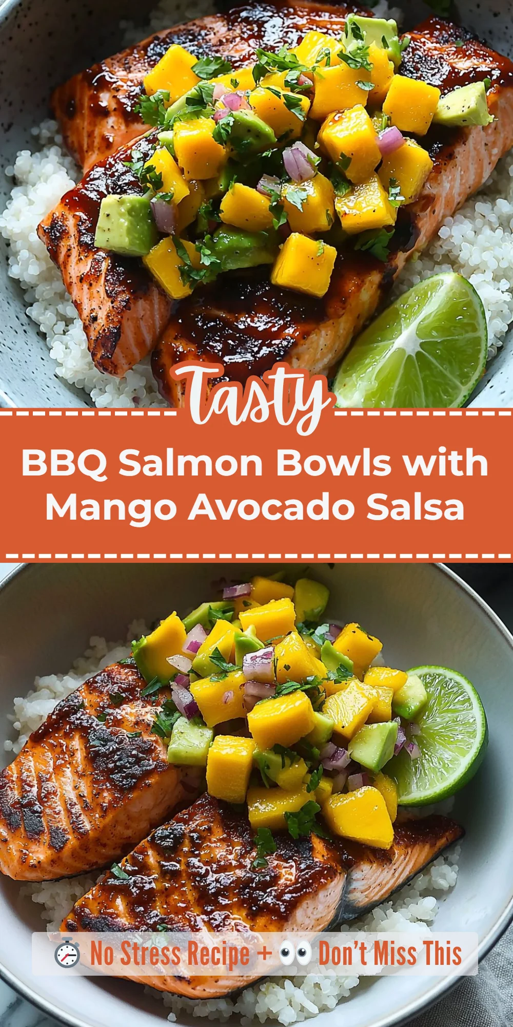 BBQ Salmon Bowls with Mango Avocado Salsa