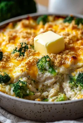 Cheddar Chicken Broccoli Bake topped with melted cheese in a baking dish