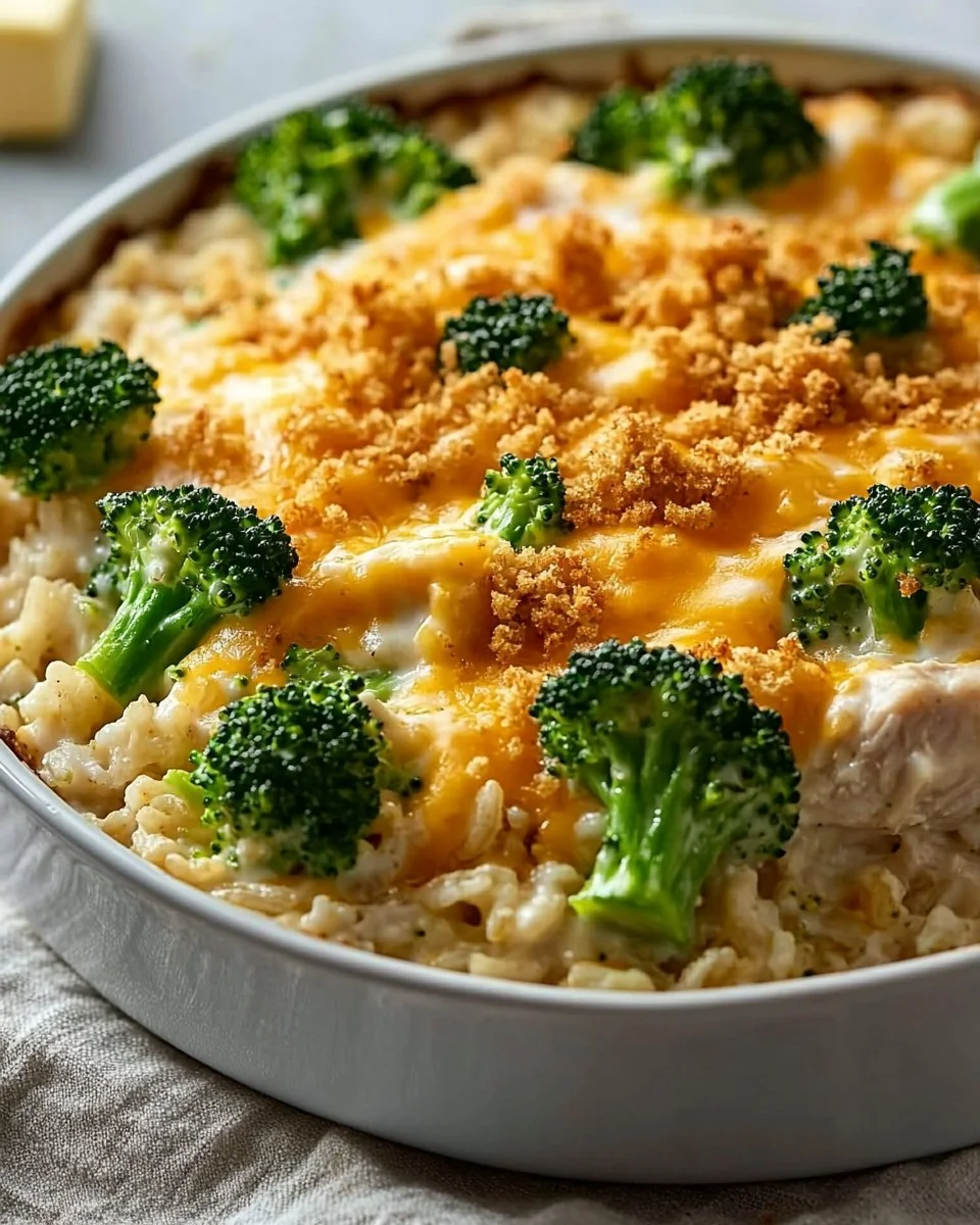 Cheesy Broccoli Chicken and Rice Casserole