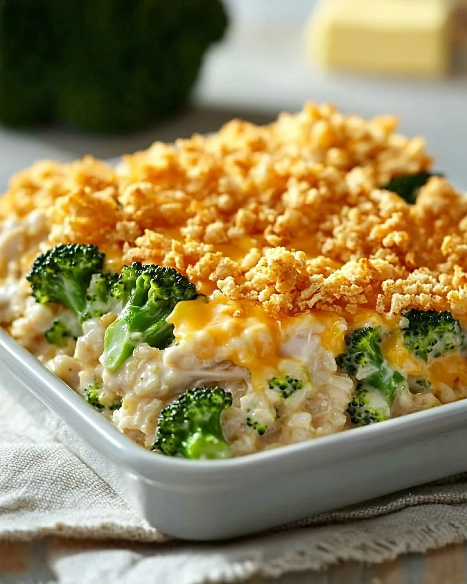 Cheesy Chicken Broccoli and Rice Casserole