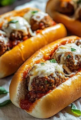 Cheesy meatball subs with melted cheese and juicy meatballs on a toasted bun