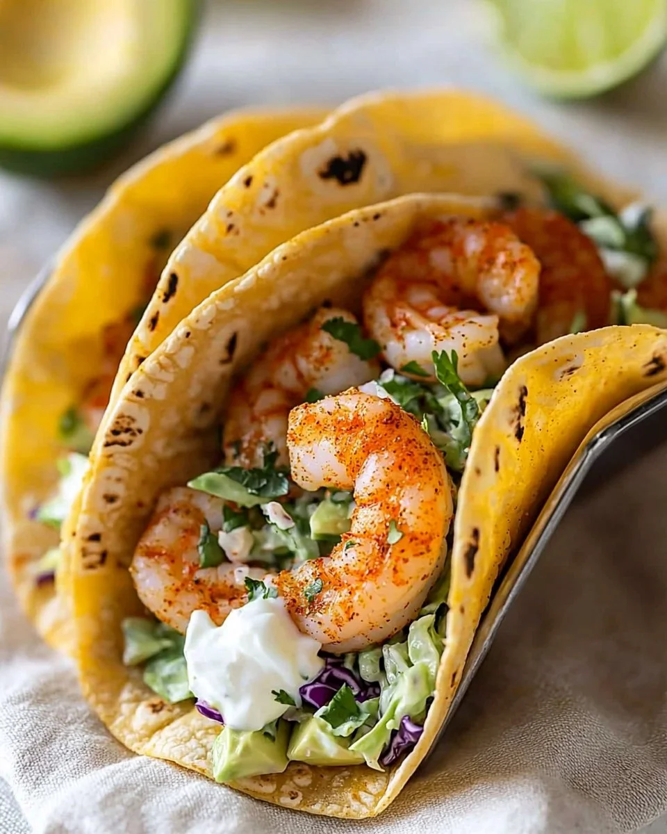 Cilantro Lime Shrimp Tacos with Creamy Slaw