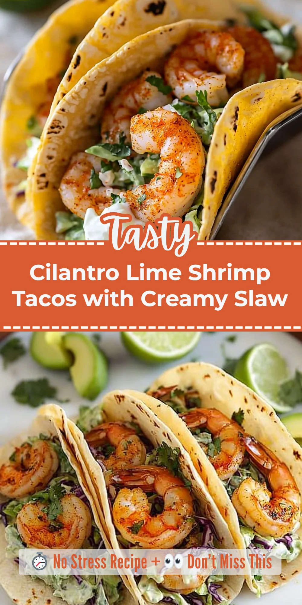 Cilantro Lime Shrimp Tacos with Creamy Slaw