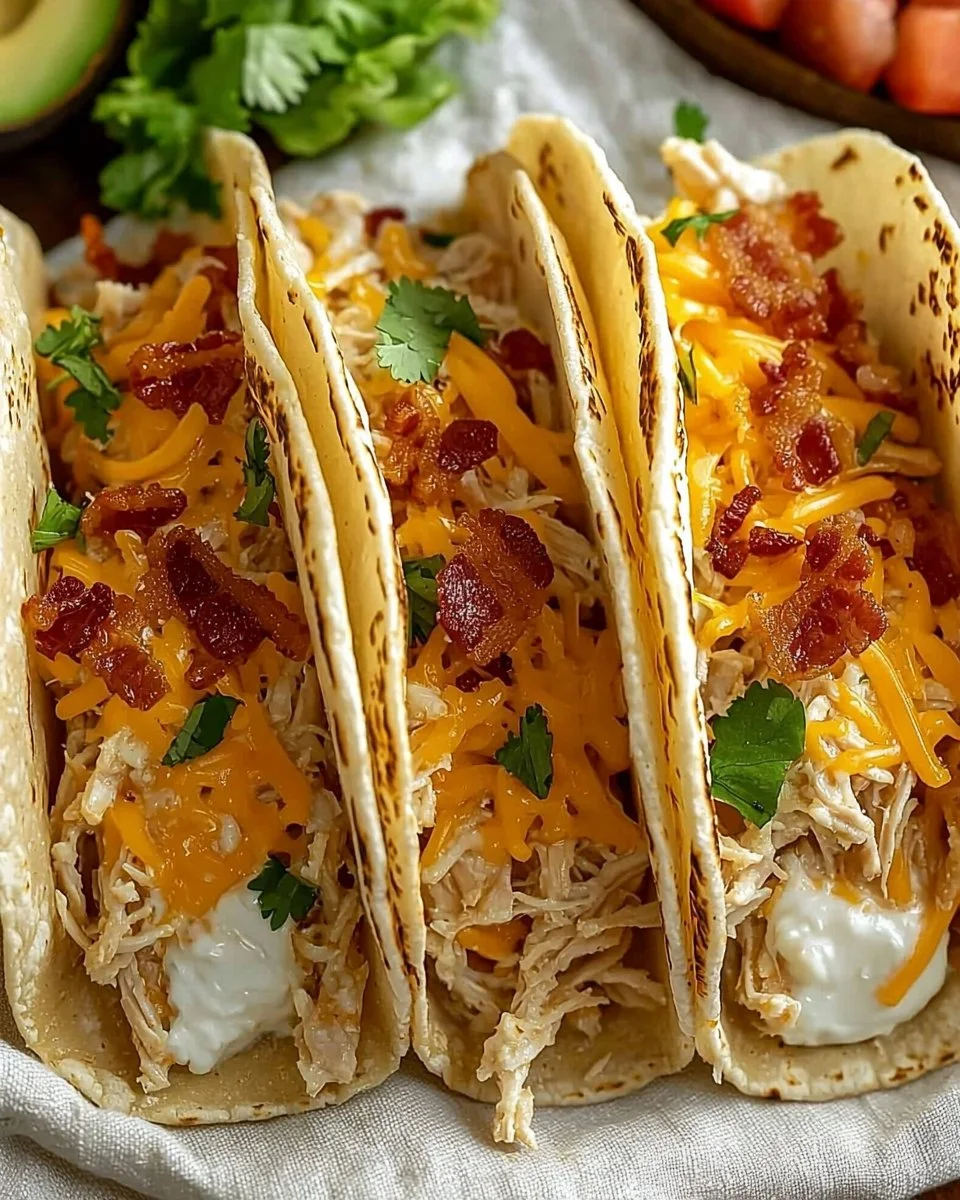 Creamy Cheddar Ranch Chicken Tacos