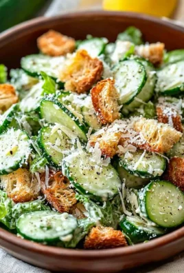 A vibrant Cucumber Caesar Salad with crisp romaine, cucumbers, and Caesar dressing.