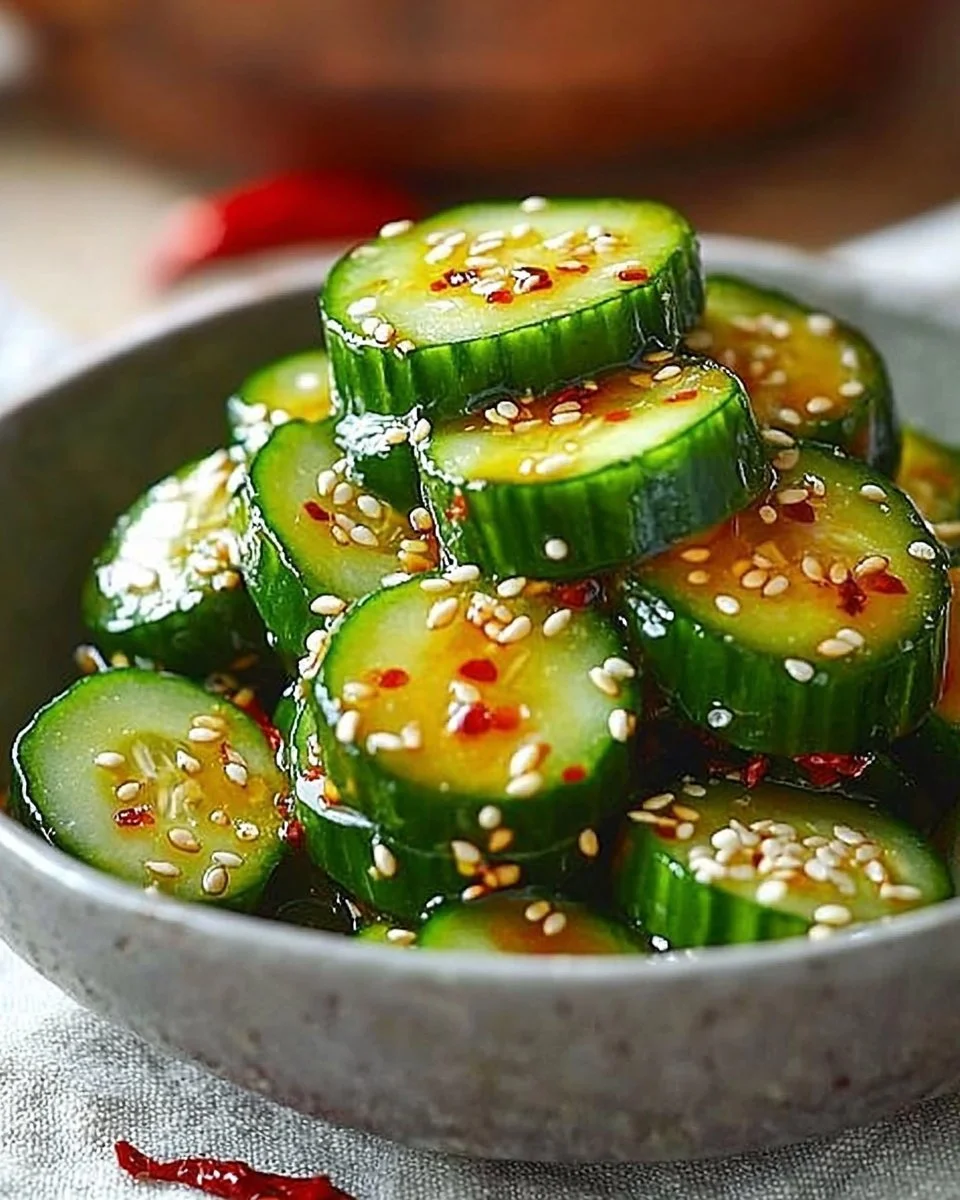 Delicious Din Tai Fung cucumber salad copycat recipe served in a bowl.