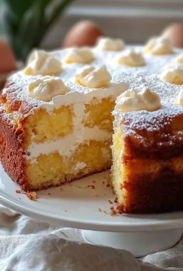 Easter Pineapple Heaven Cake topped with coconut and decorated for spring