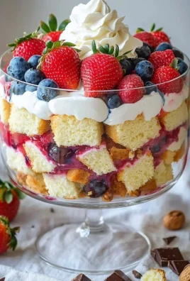 Colorful Easter trifle dessert with layers of cake, fruits, and whipped cream