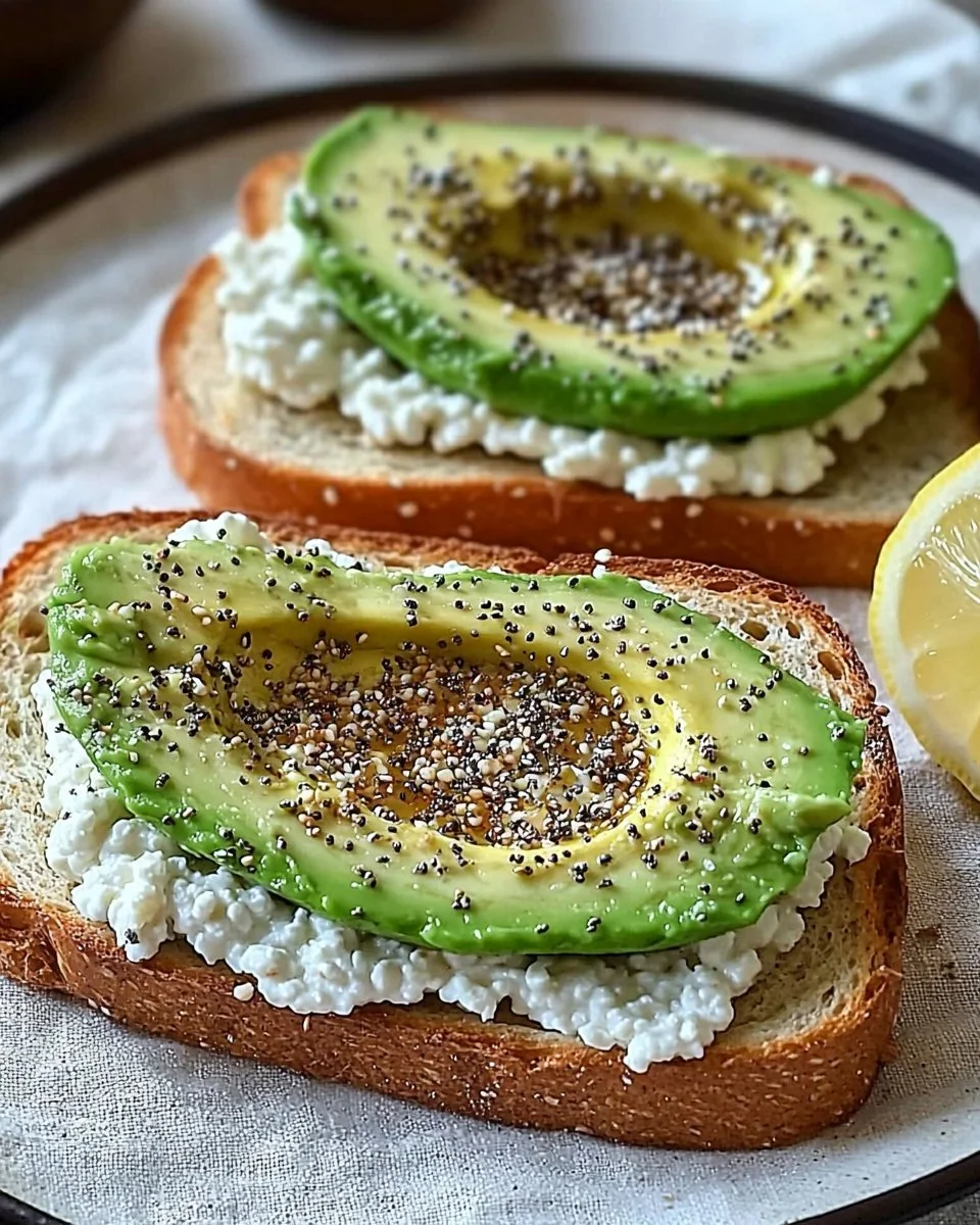 Easily prepared cottage cheese avocado toast topped with fresh ingredients