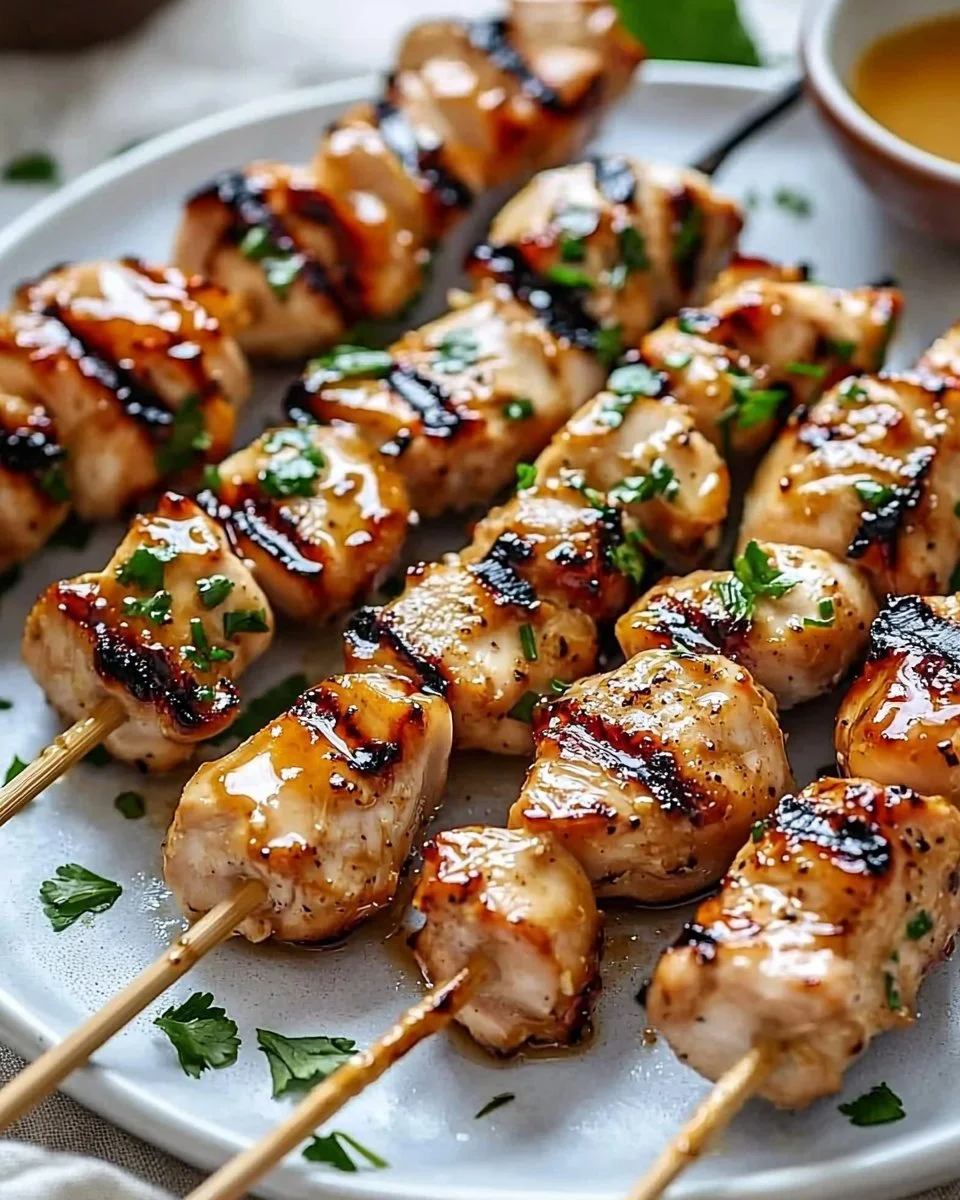 Easy Grilled Asian Chicken Skewers with Honey Garlic Sauce