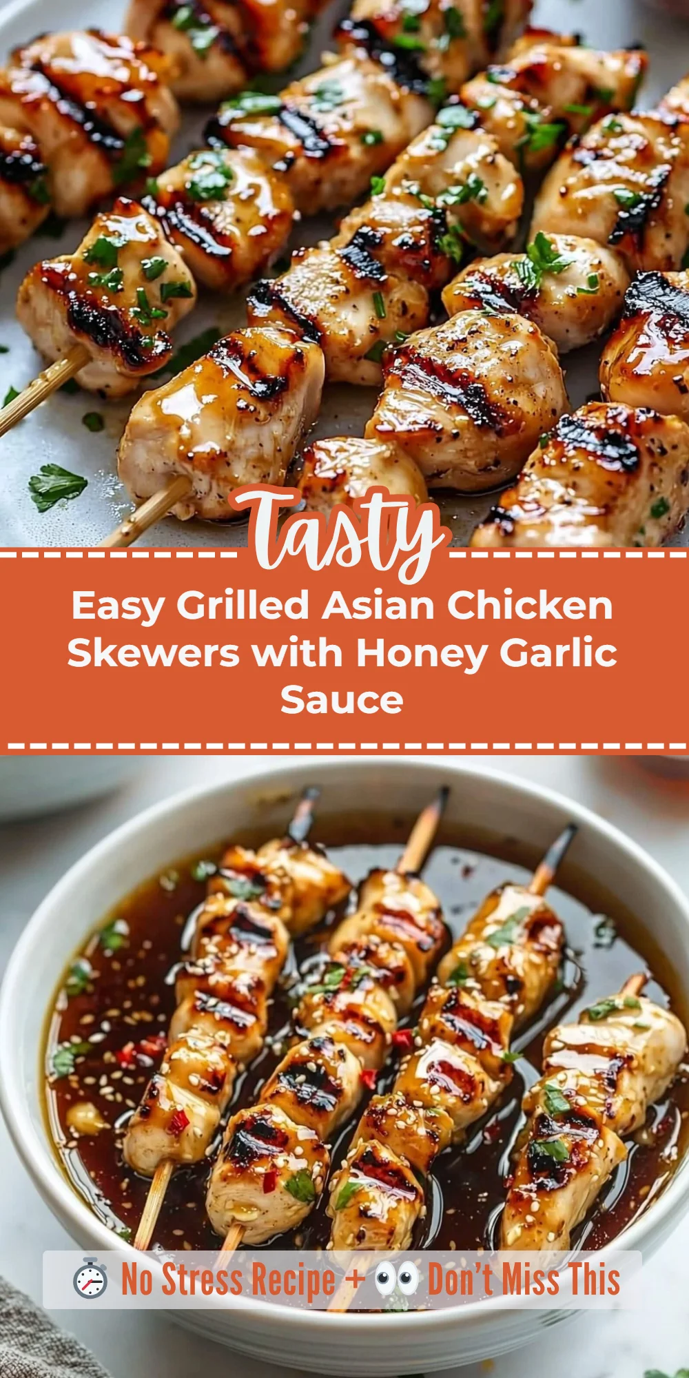 Easy Grilled Asian Chicken Skewers with Honey Garlic Sauce