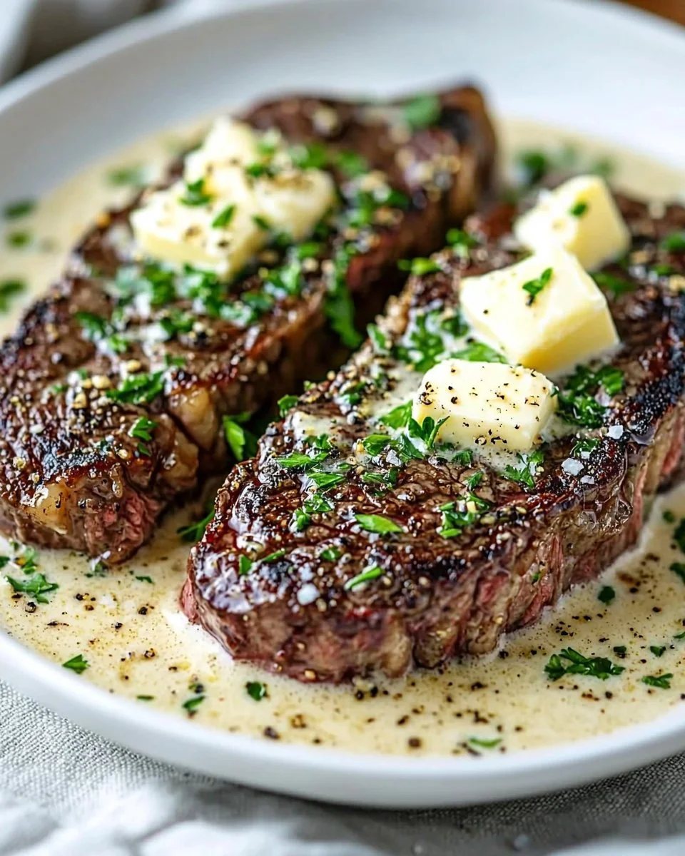 Garlic Butter Steak With Parmesan Cream Sauce