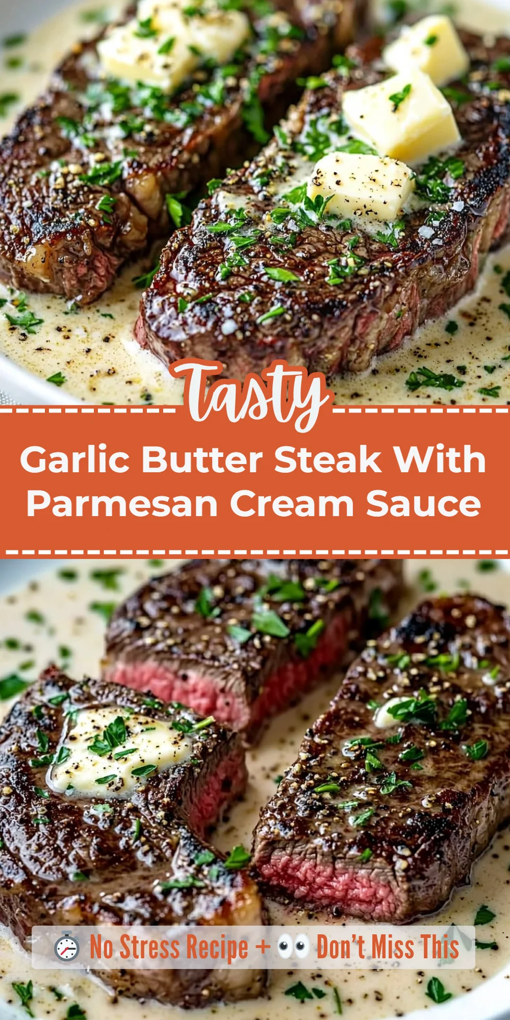 Garlic Butter Steak With Parmesan Cream Sauce