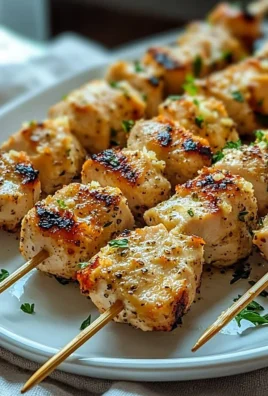Garlic Parmesan Chicken Skewers on a grill for a tasty outdoor meal.