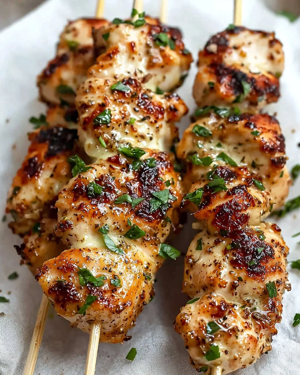Garlic Parmesan Chicken Skewers