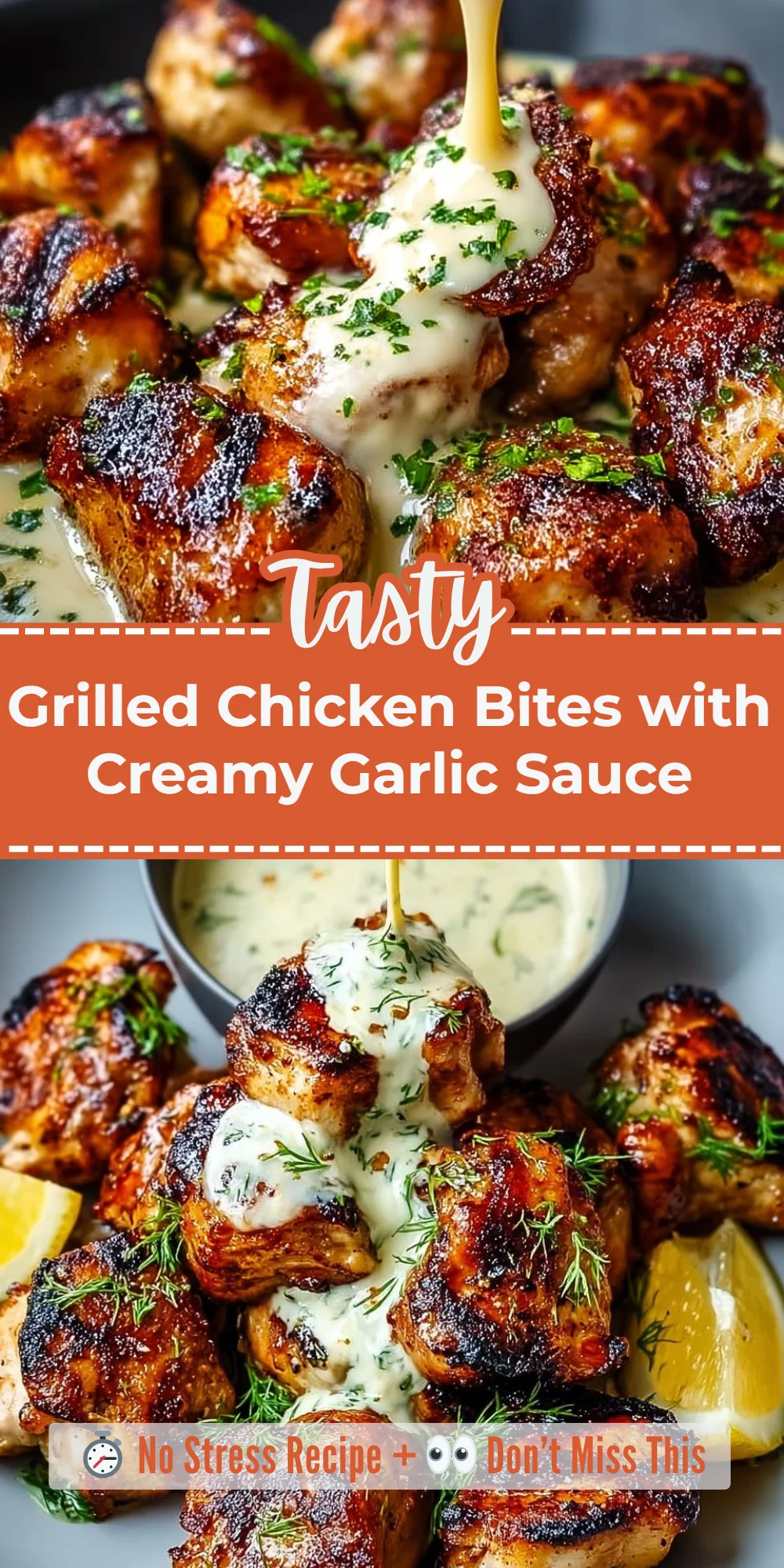 Grilled Chicken Bites with Creamy Garlic Sauce