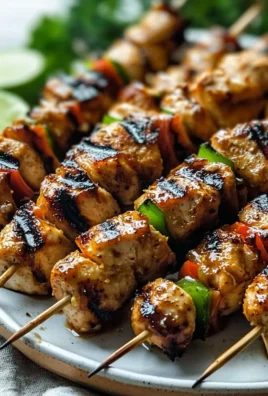 Delicious grilled Thai coconut chicken skewers topped with fresh herbs