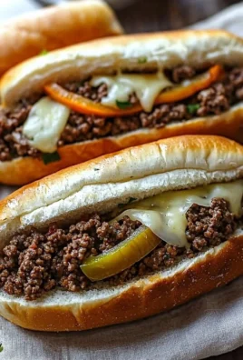 Ground Beef Philly Cheesesteaks served with melted cheese and sautéed onions