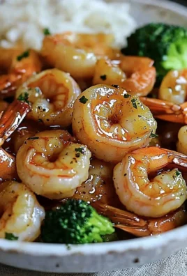 High-protein honey garlic shrimp dish plated and garnished.