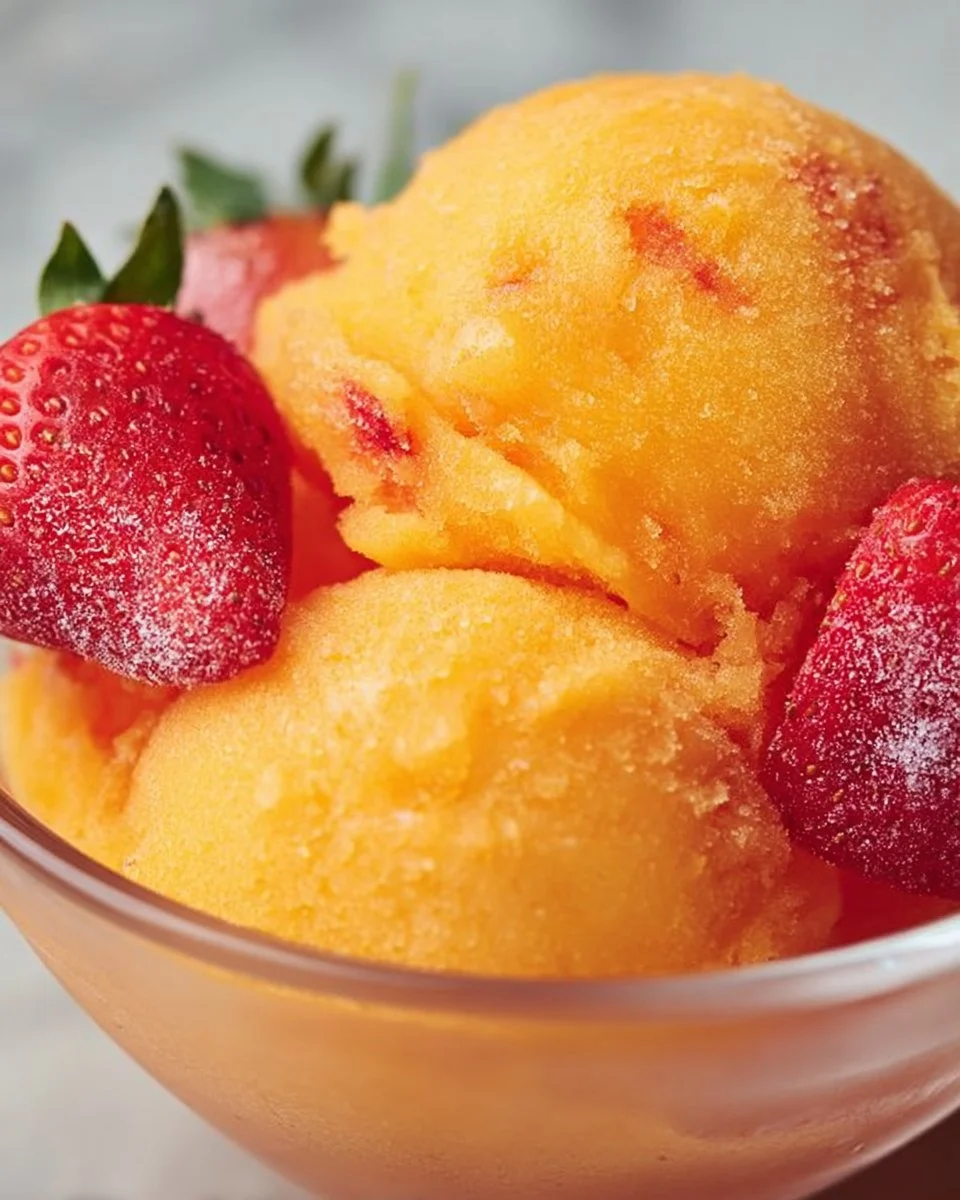 Homemade Mango Strawberry Sorbet