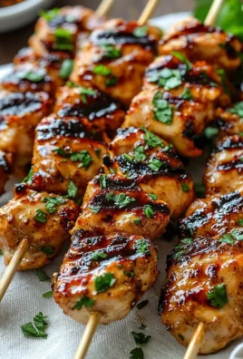 Honey Chipotle Grilled Chicken Skewers ready to serve on a platter.