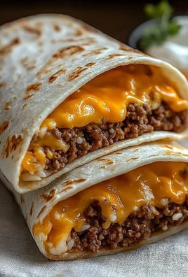 Delicious grilled cheese burrito with melted cheese and crispy tortilla