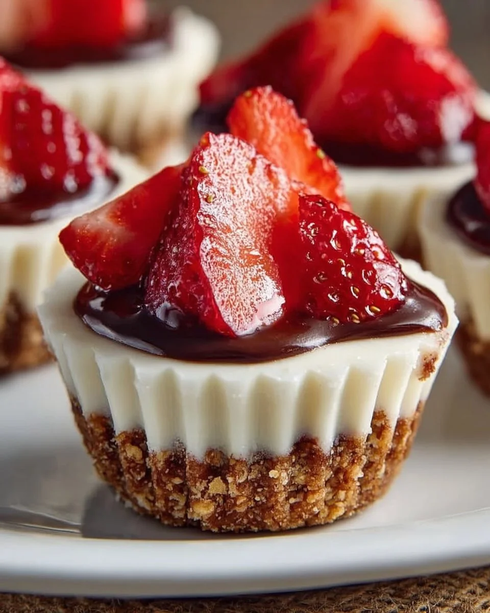 No-bake mini cheesecake cups topped with fresh berries and whipped cream