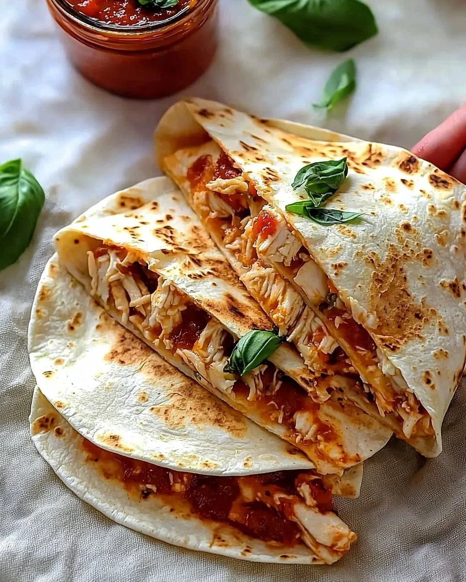 Delicious Italian quesadillas with fresh ingredients and melted cheese