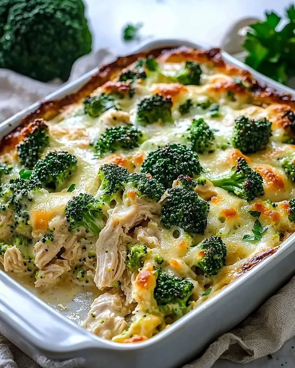 Keto Chicken Alfredo Broccoli Bake