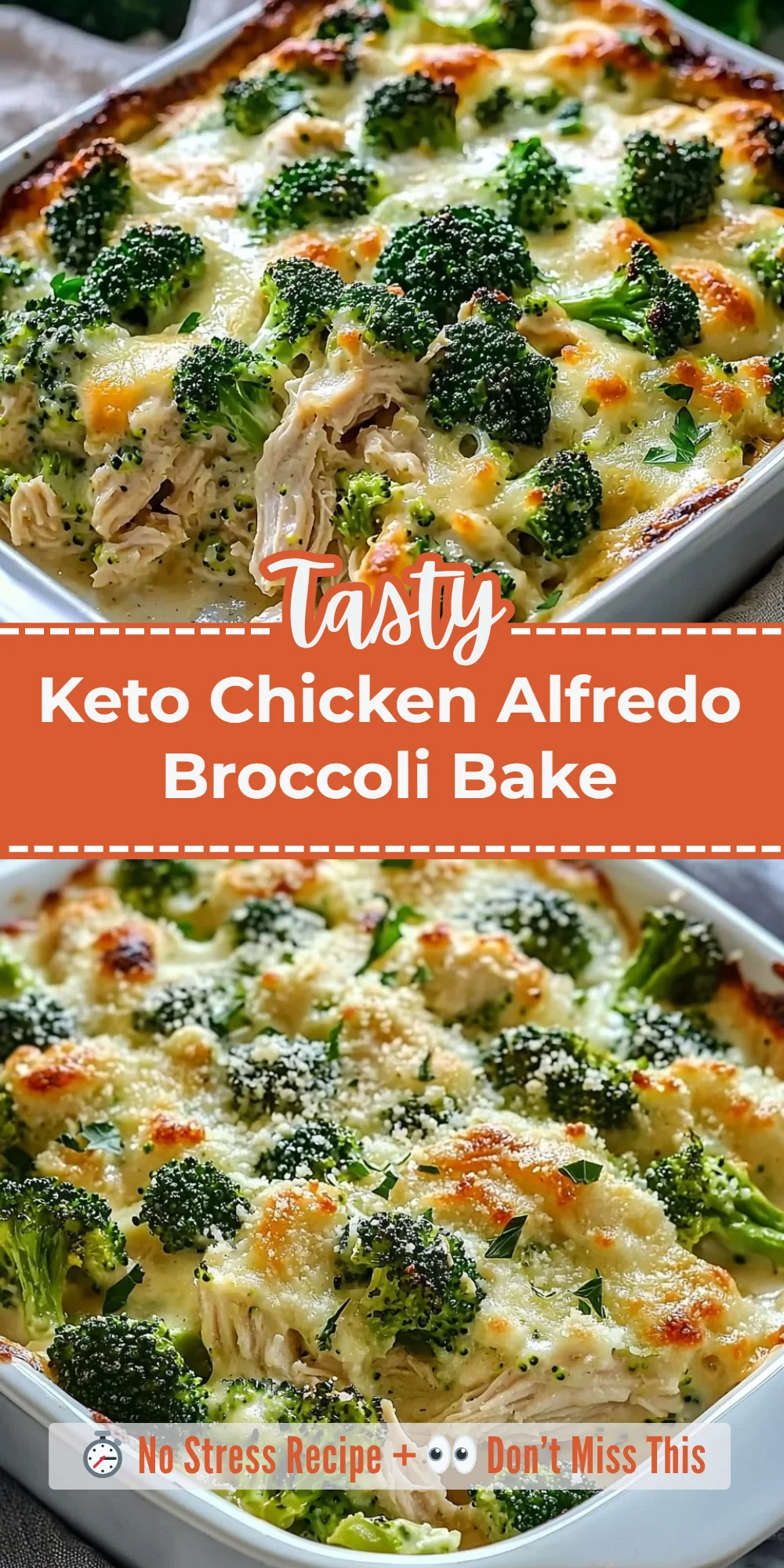 Keto Chicken Alfredo Broccoli Bake