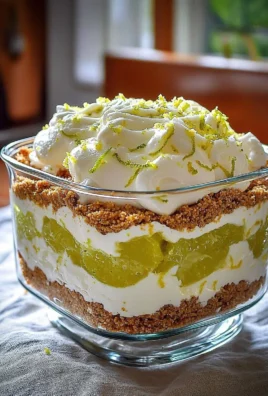 Delicious key lime pie trifle layered with whipped cream and lime zest