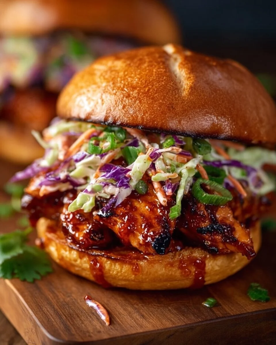 Korean BBQ Chicken Sandwich with Cabbage Slaw