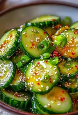 A vibrant bowl of Korean cucumber salad with fresh vegetables and spices.