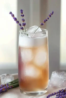 Lavender Vanilla Cream Soda Mocktail served in a glass with ice and flowers