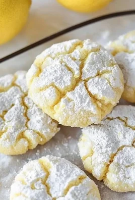 Lemon Crinkle Cookies dusted with powdered sugar on a baking sheet.