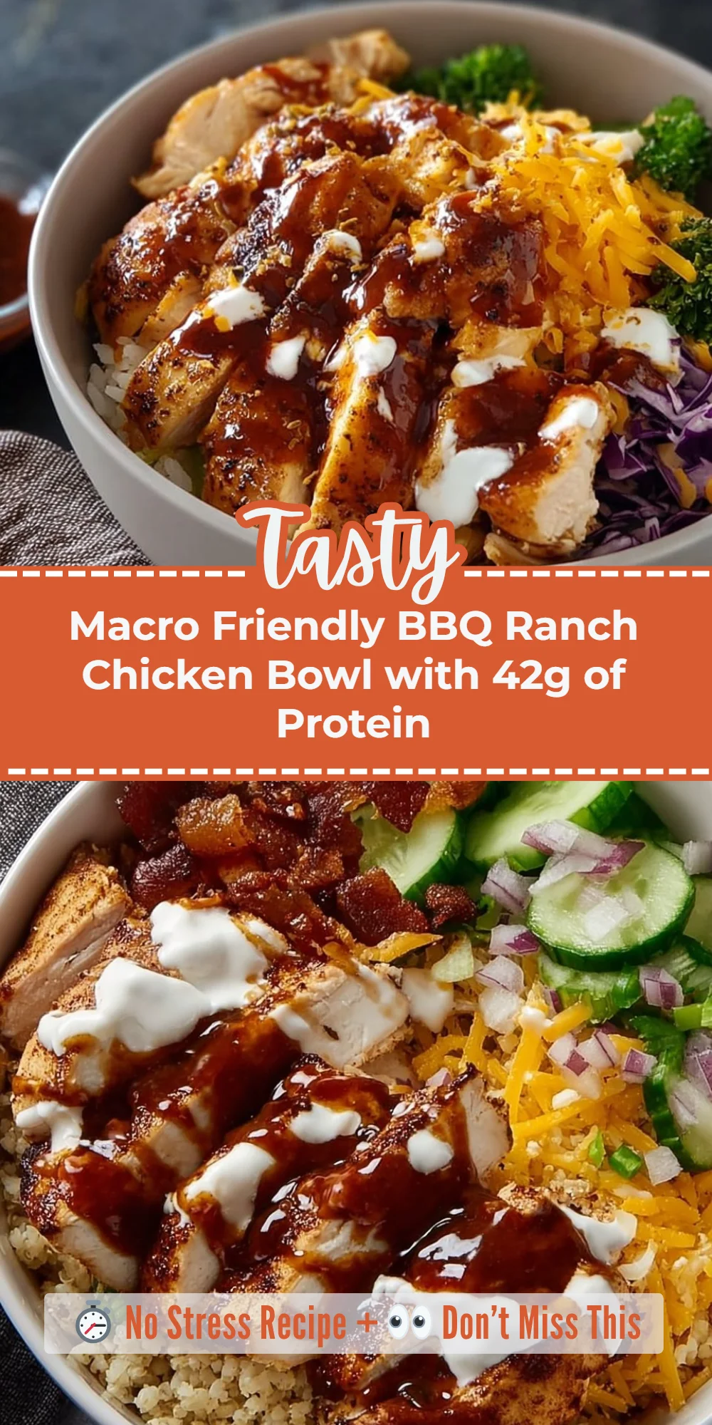 Macro Friendly BBQ Ranch Chicken Bowl with 42g of Protein