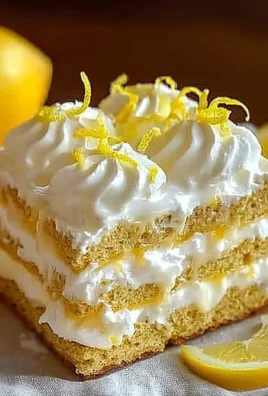No-bake lemon eclair cake with layers of cream and lemon flavor