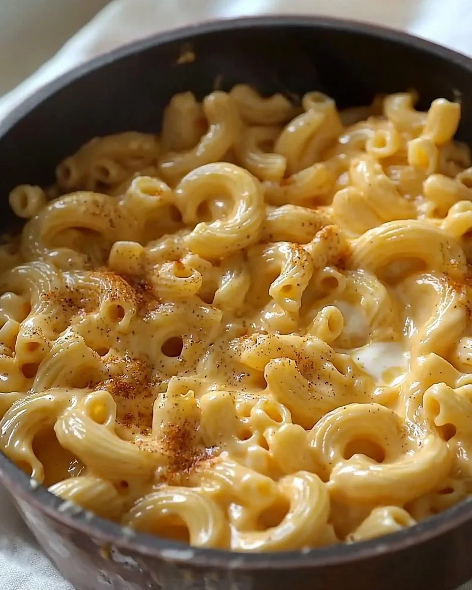 One Pot Creamy Mac and Cheese cooked on stovetop