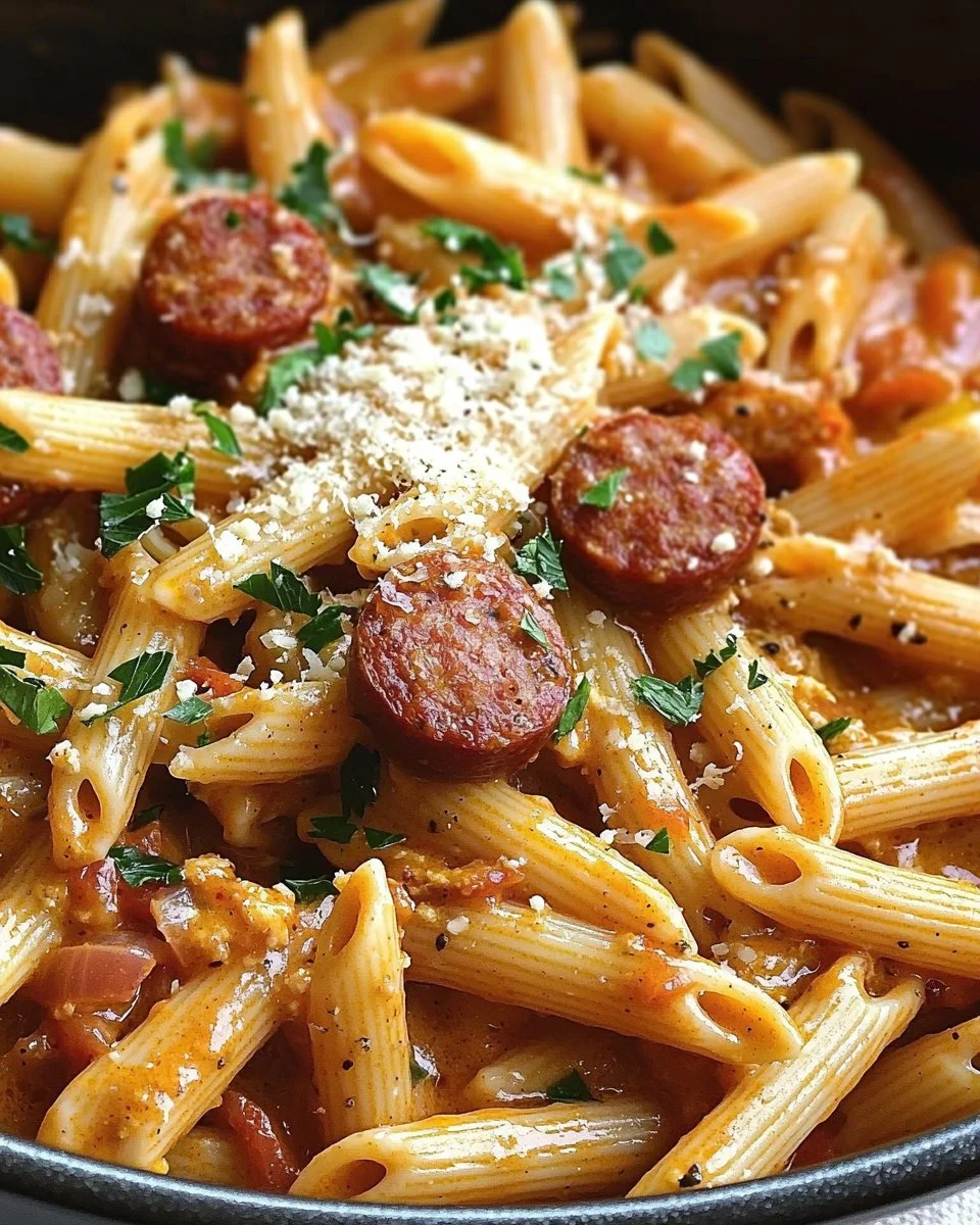 One-Pot Creamy Spicy Cajun Sausage Pasta