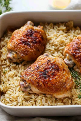 Oven baked chicken and rice dish served on a plate