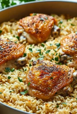 Tender oven-baked chicken served with flavorful rice