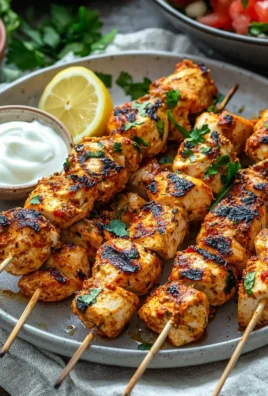 Deliciously grilled Shish Tawook with marinated chicken and fresh vegetables