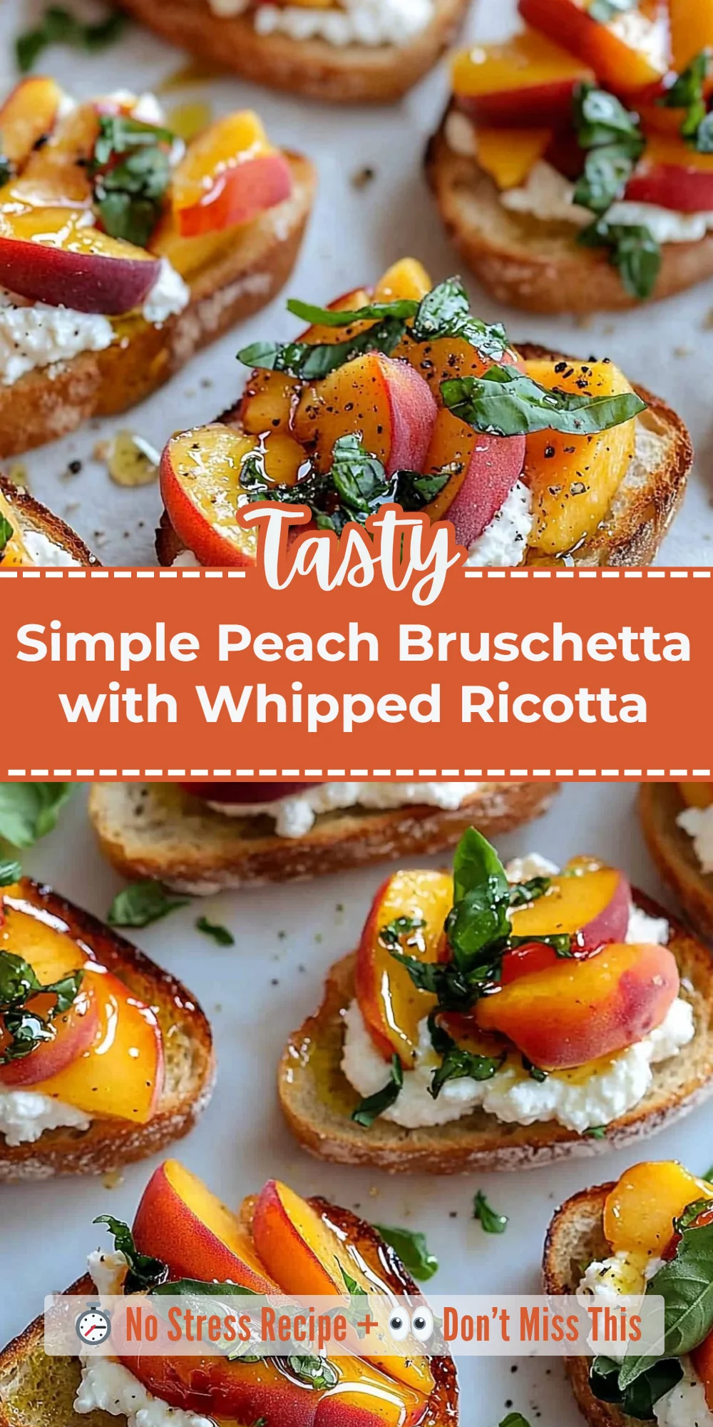 Simple Peach Bruschetta with Whipped Ricotta