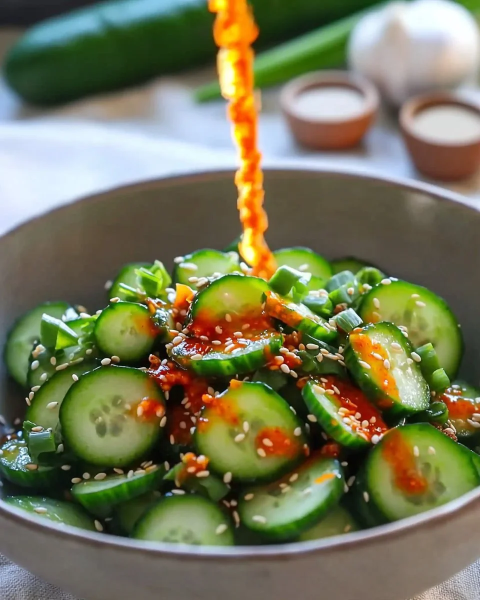 Spicy Asian Cucumber Salad with vibrant vegetables and a zesty dressing
