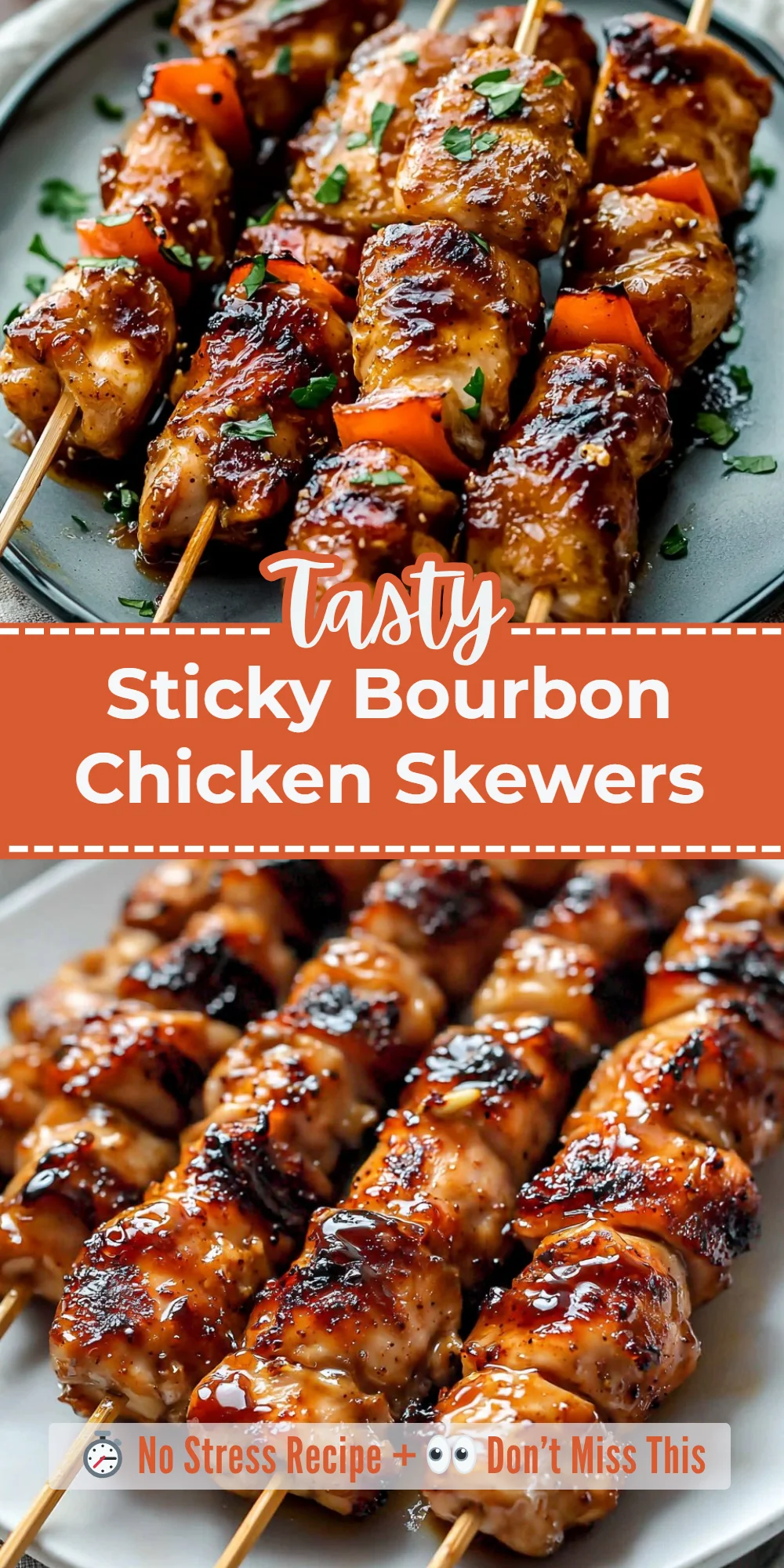 Sticky Bourbon Chicken Skewers