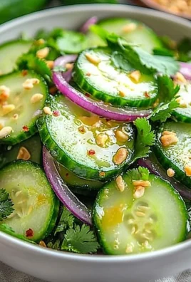 Fresh and colorful Thai Cucumber Salad with herbs and dressing