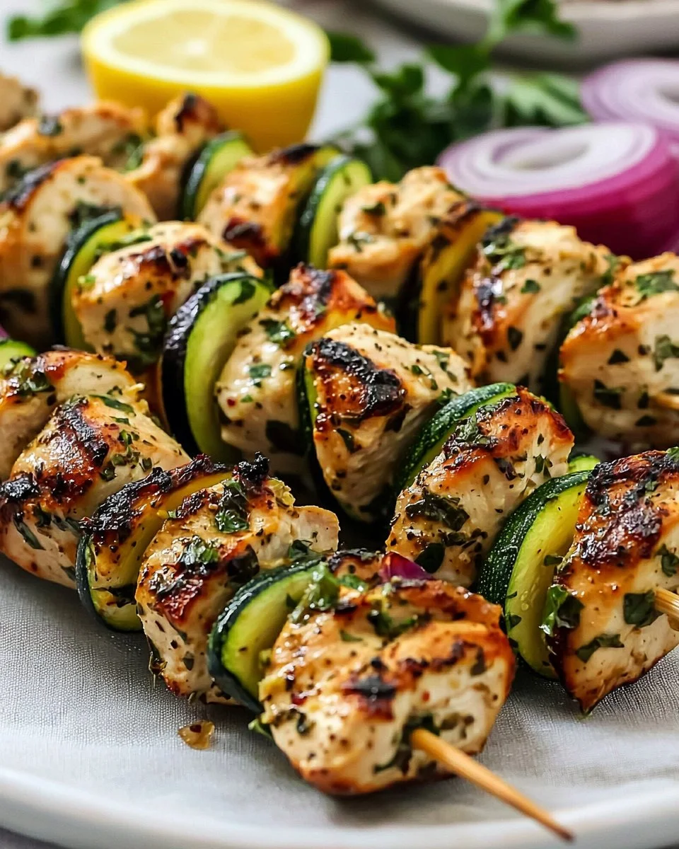 Triple Herb Chicken & Zucchini Skewers
