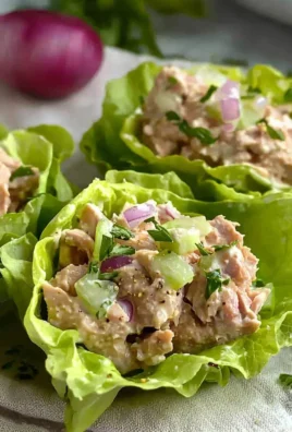 Healthy tuna lettuce wraps served on a plate